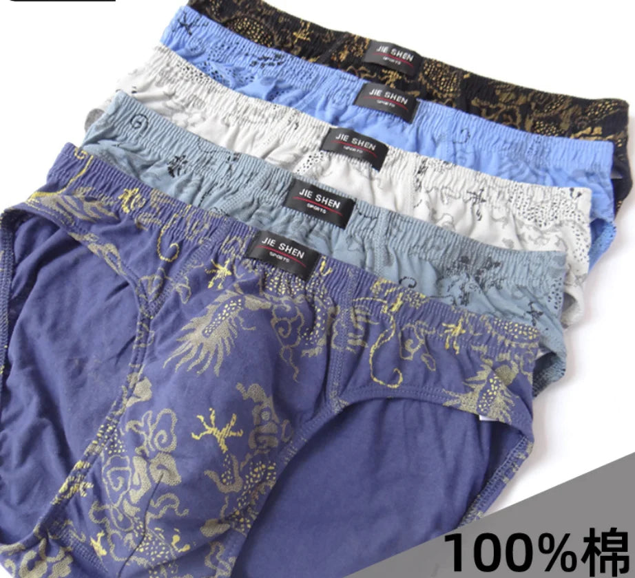 100% Cotton Briefs Mens Comfortable Underpants Man Underwear M/L/XL/2XL/3XL/4XL/5XL 5pcs/Lot