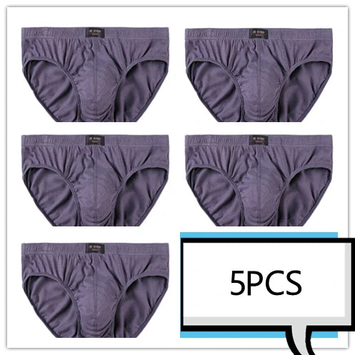 100% Cotton Briefs Mens Comfortable Underpants Man Underwear M/L/XL/2XL/3XL/4XL/5XL 5pcs/Lot
