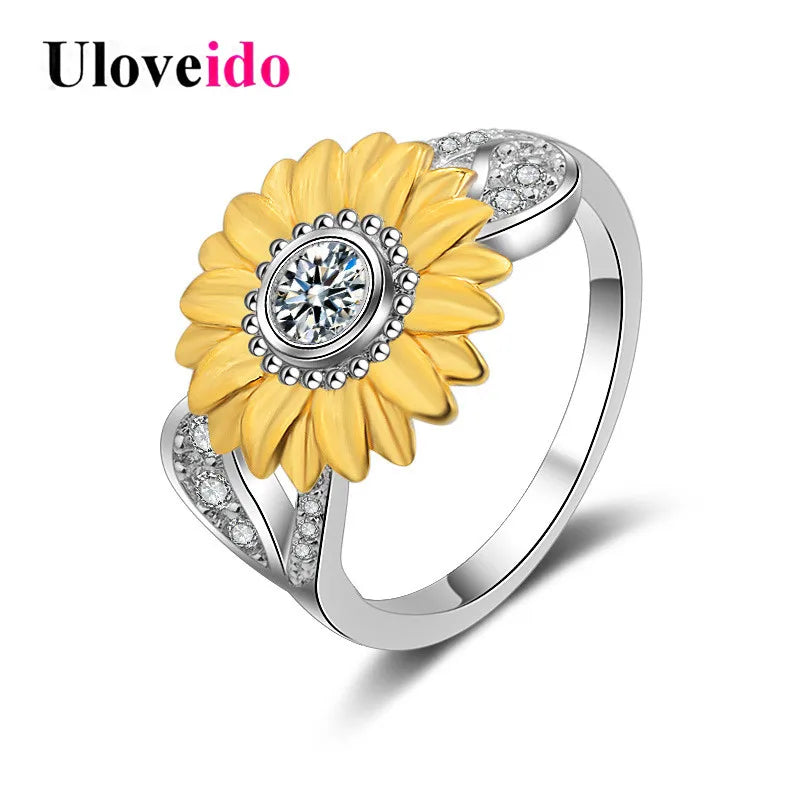 Flower Ring with Stone Chrysanthemum