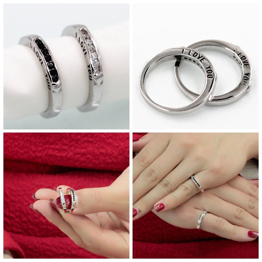 Couple Rings Silver Color Paired Ring