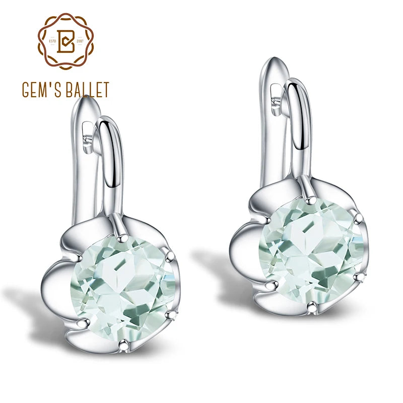 Pure 925 Sterling Silver Fine Jewelry Oval 5.47Ct Natural Green Amethyst Birthstone Stud Earrings For Women