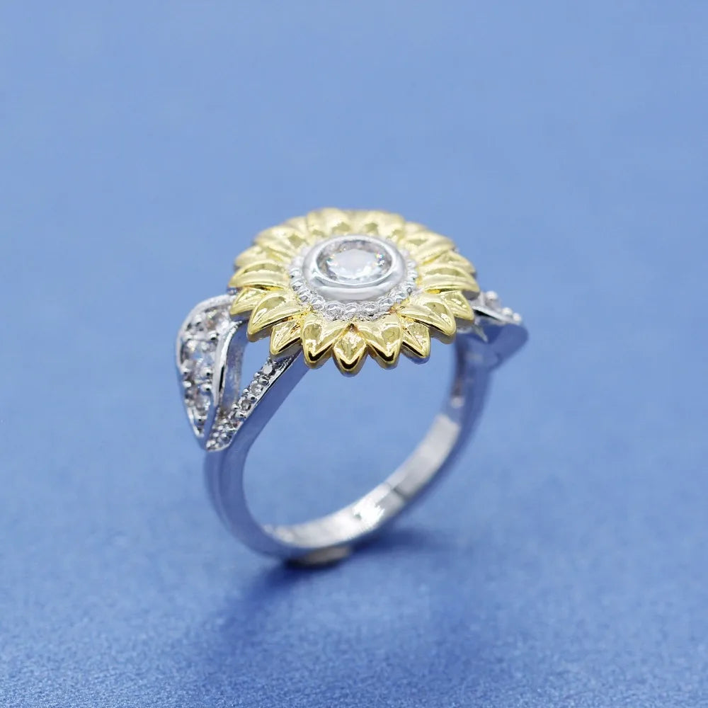 Flower Ring with Stone Chrysanthemum