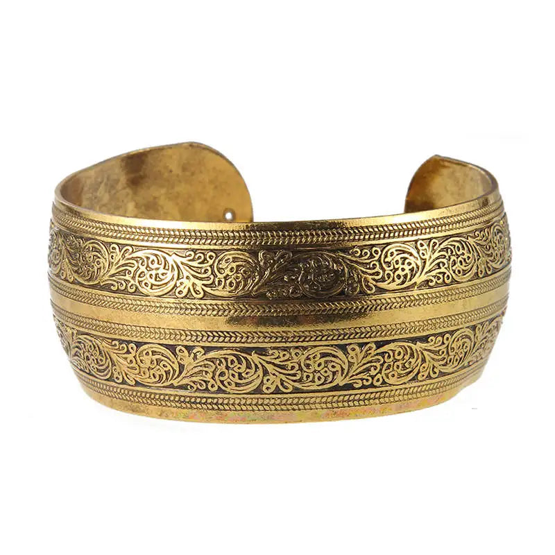 Gypsy Bohemian Vintage Tibetan Bronze Metal Carving Flower Elephant Cuff Bracelets & Bangles For Women Jewelry
