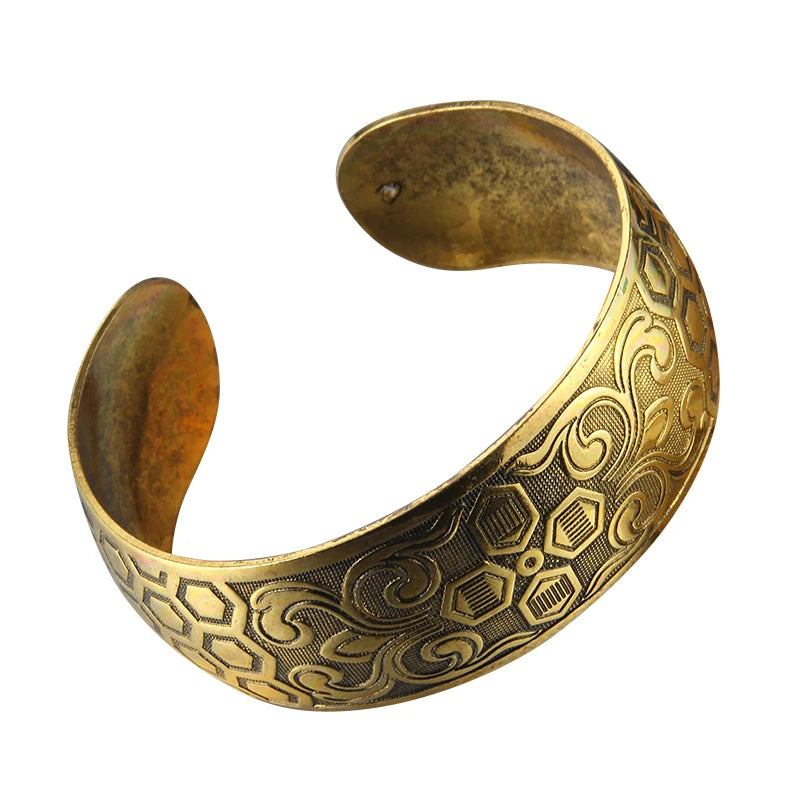 Gypsy Bohemian Vintage Tibetan Bronze Metal Carving Flower Elephant Cuff Bracelets & Bangles For Women Jewelry