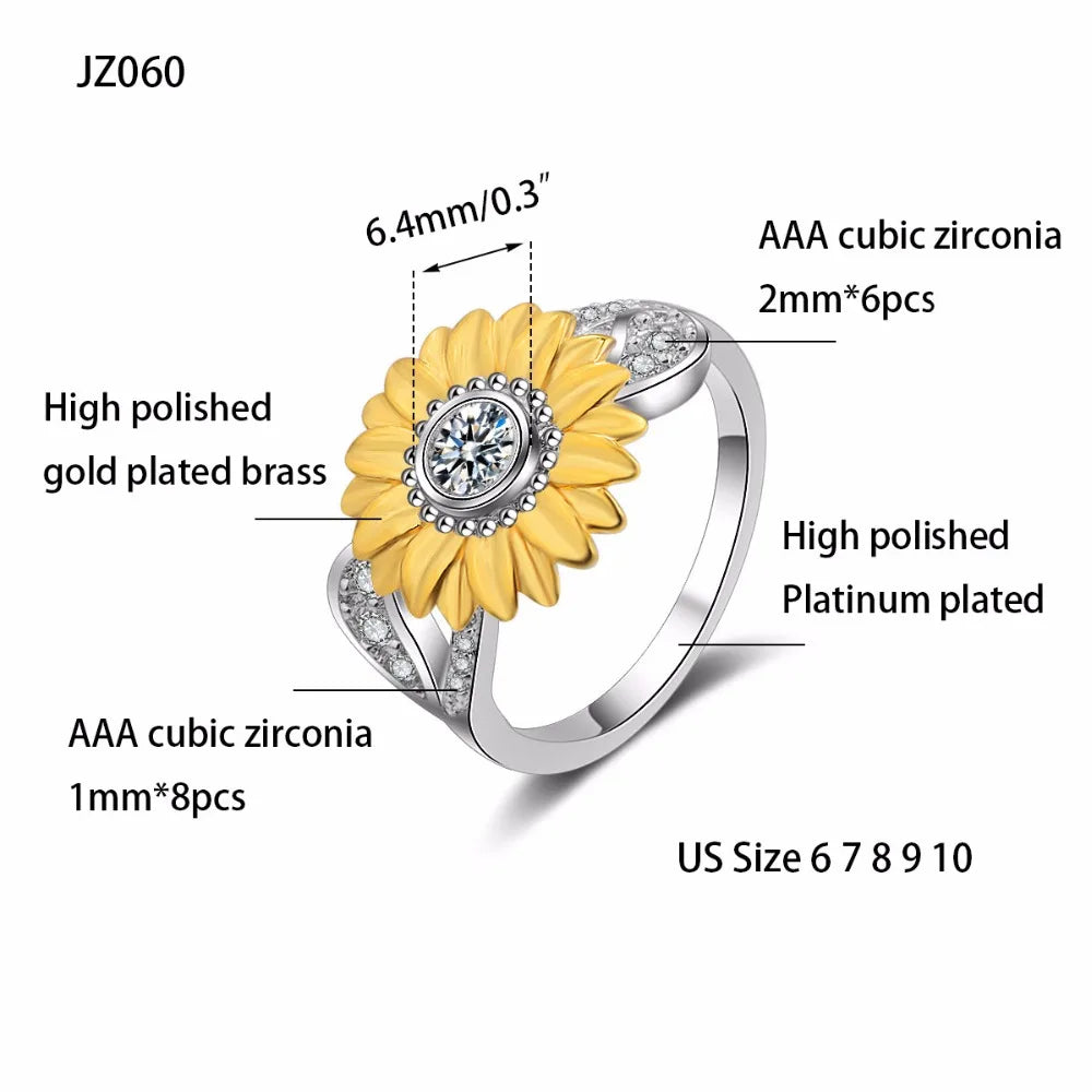 Flower Ring with Stone Chrysanthemum