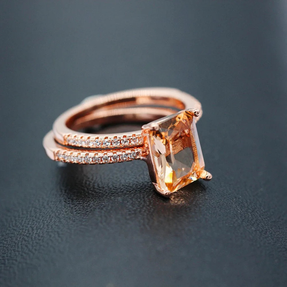 Stone in Rose Gold Color Jewelry Champagne