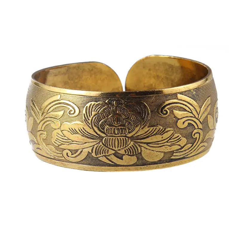 Gypsy Bohemian Vintage Tibetan Bronze Metal Carving Flower Elephant Cuff Bracelets & Bangles For Women Jewelry