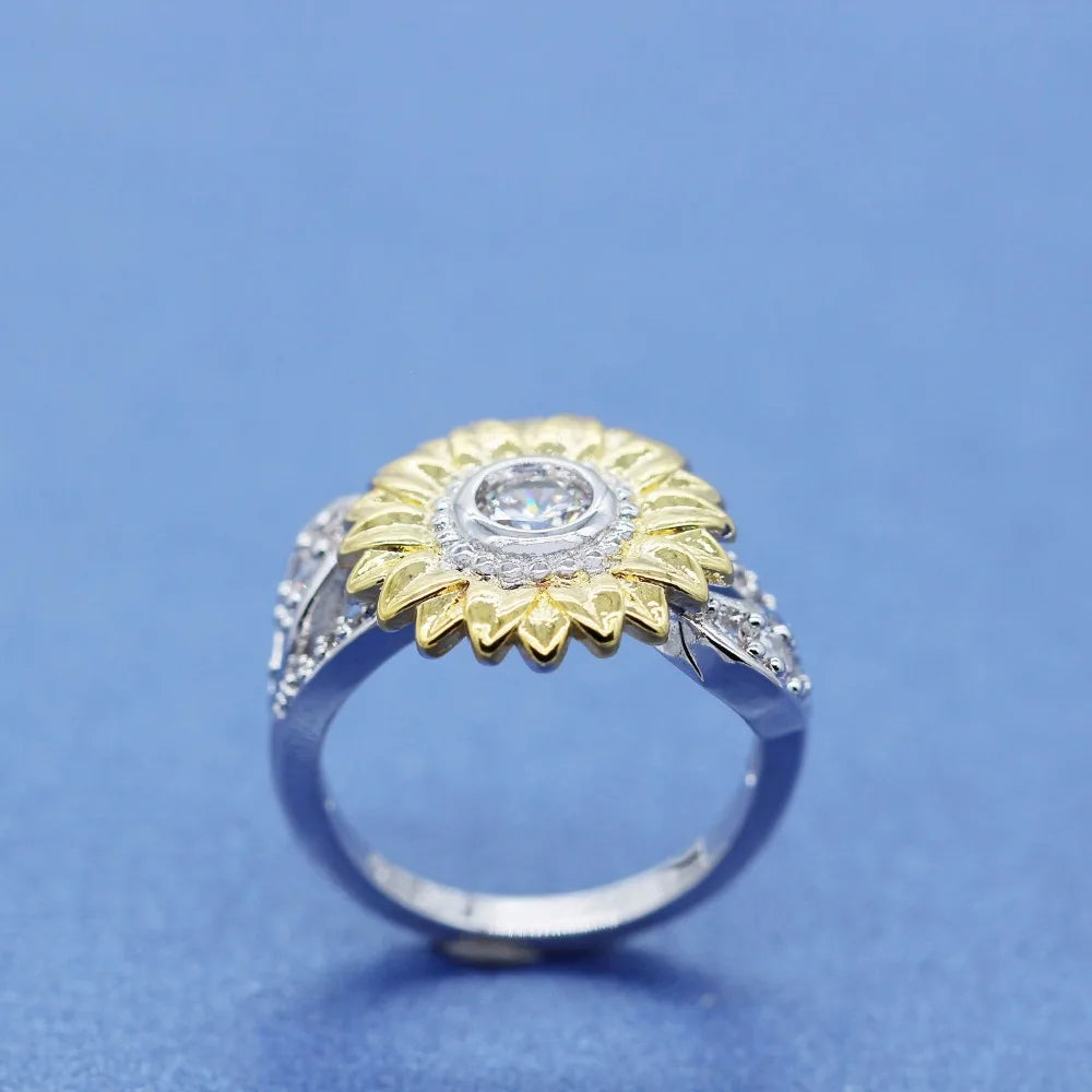Flower Ring with Stone Chrysanthemum