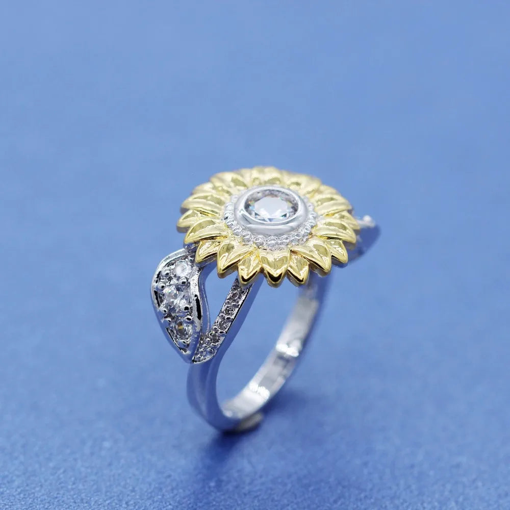 Flower Ring with Stone Chrysanthemum