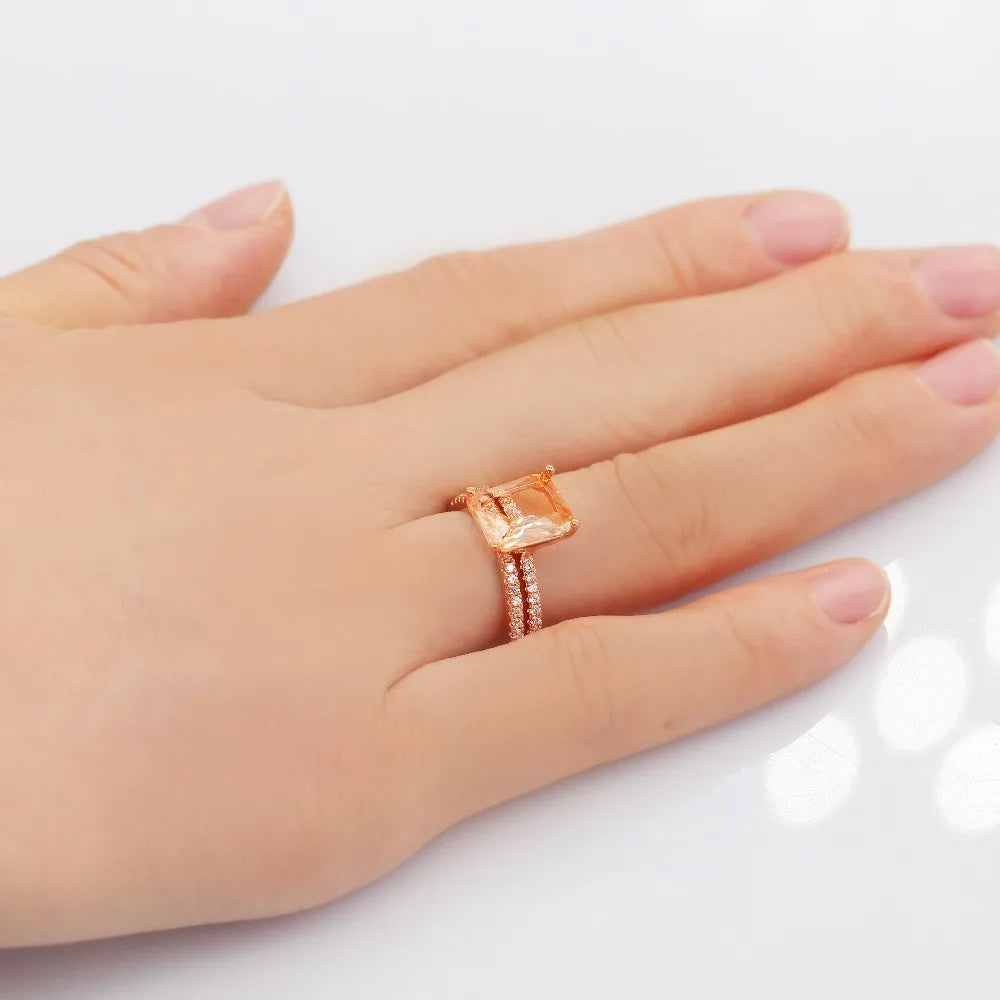Stone in Rose Gold Color Jewelry Champagne