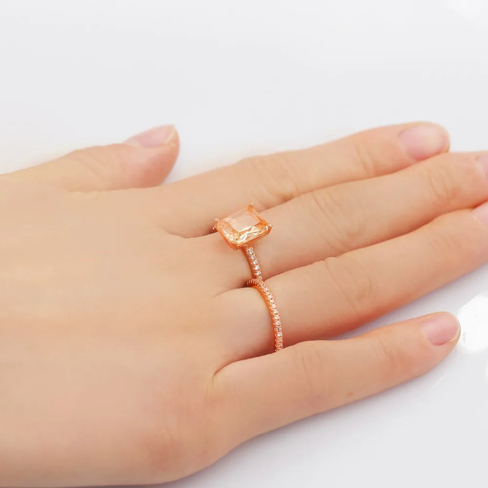 Stone in Rose Gold Color Jewelry Champagne