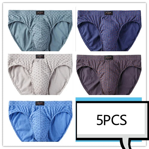 100% Cotton Briefs Mens Comfortable Underpants Man Underwear M/L/XL/2XL/3XL/4XL/5XL 5pcs/Lot