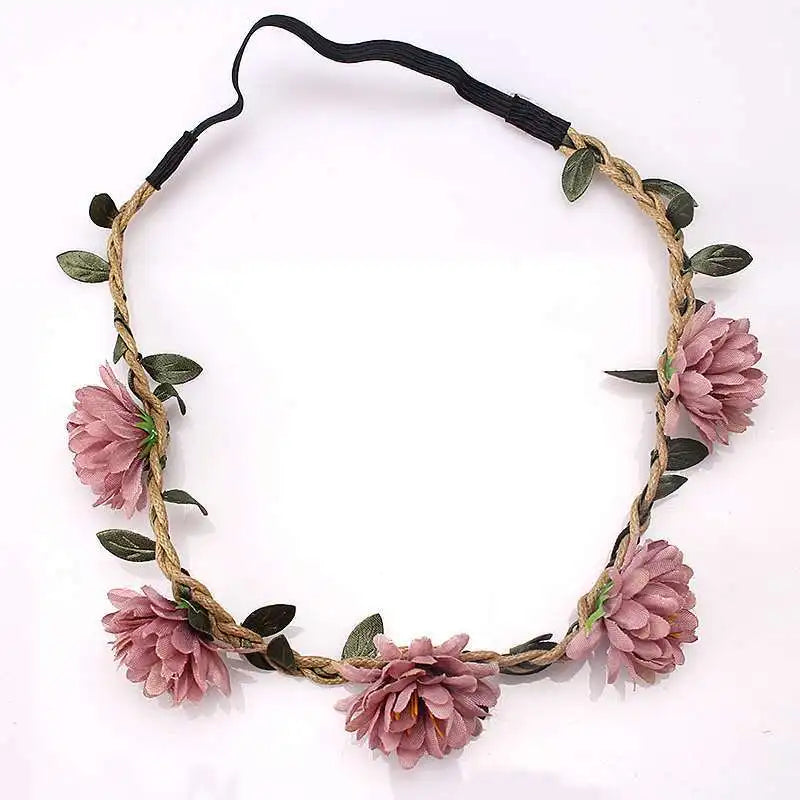 Flower Crown Hairband Rope Floral Headband Garland  Wreath Elastic Hair Accessories  Headpiece