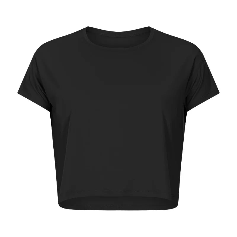 Loose Blouses Women Seamless Sport t-Shirts  Yoga Crop Top Short Sleeve Running Shirts Solid Quick Dry Fitness Gym Crop Tops