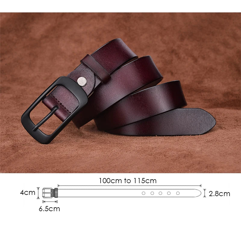 Stylish Leather Belt Alloy Buckle Natural Cowhide 2.8cm