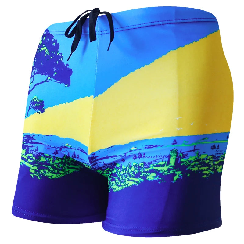 Multi Prints Men Elastic Swimming Trunk Swimwear Beach Swim Sport Short Briefs Surfing Summer Swimsuit Boxer Shorts Bathing Suit