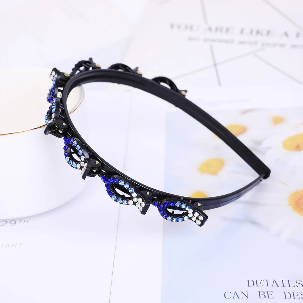 Double Layer Bands Clip Hairbands Fashion Plastic Braided Headband Knitting Women's Headwear Hair Accessories Pearl