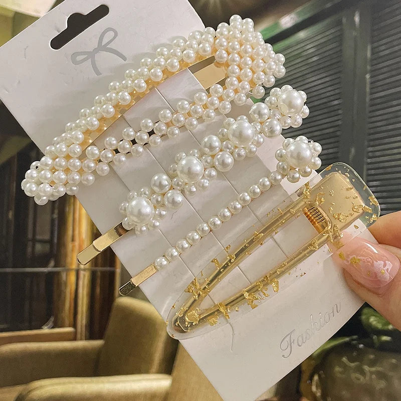 Simulated Pearl Hair Clips For Women Hairpins Geometric Hair Barrettes Fashion Hairgrip Hair Accessories