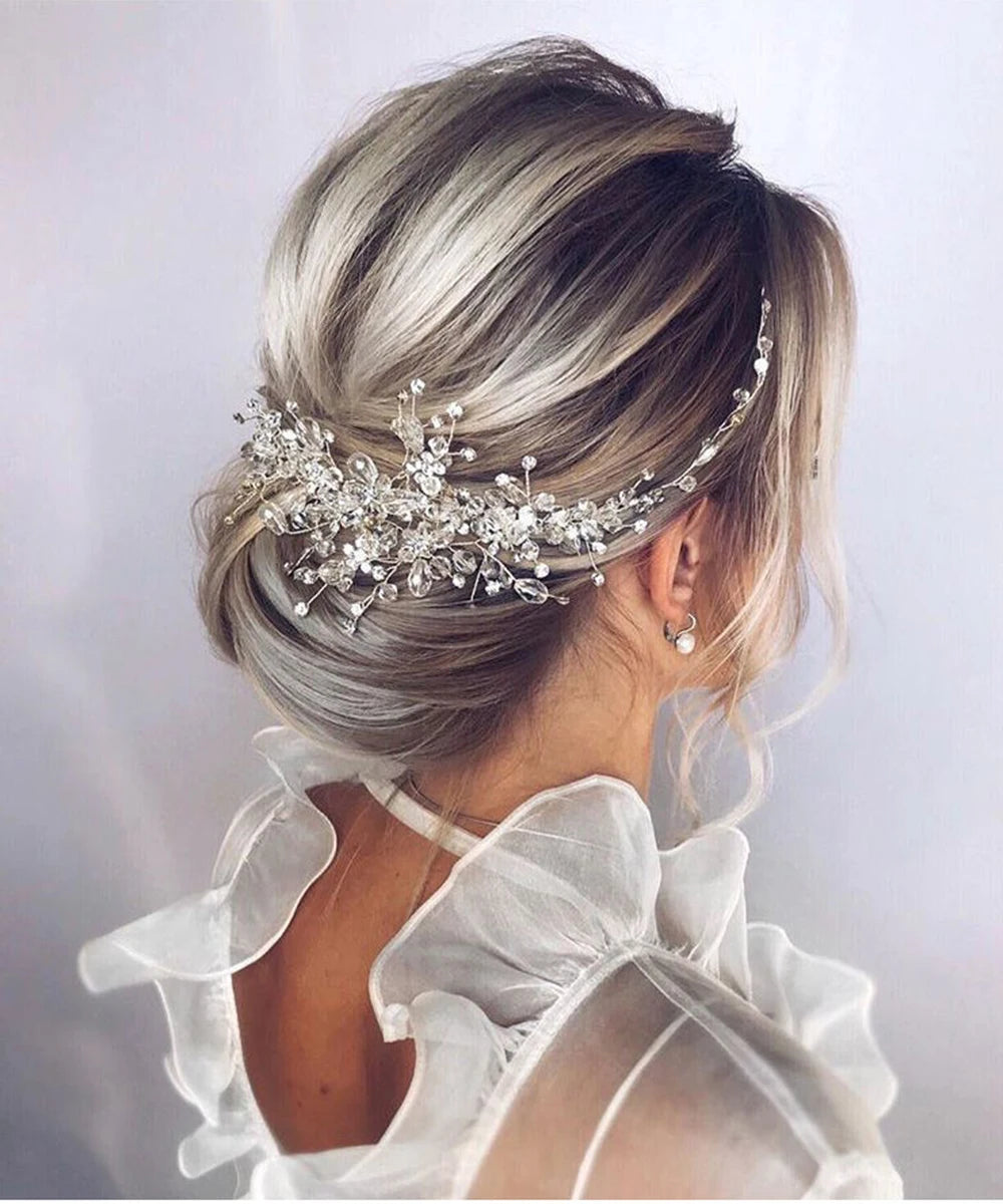 Vintage Rose Gold Silver Gold Black Hair Accessories Headwear Shiny Crystal Hair Comb Elegant