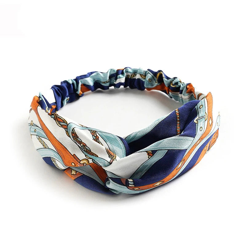 Fashion Women Summer Bohemian Hair Bands Print Headbands Vintage Cross Turban Bandage Bandanas Hair Bands Hair Accessories