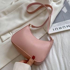 Women's Fashion Handbags Retro Solid Color PU Leather Shoulder Underarm Bag Casual Women Hobos Handbags