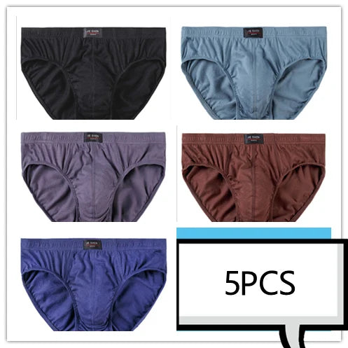 100% Cotton Briefs Mens Comfortable Underpants Man Underwear M/L/XL/2XL/3XL/4XL/5XL 5pcs/Lot