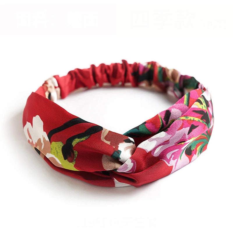 Fashion Women Summer Bohemian Hair Bands Print Headbands Vintage Cross Turban Bandage Bandanas Hair Bands Hair Accessories