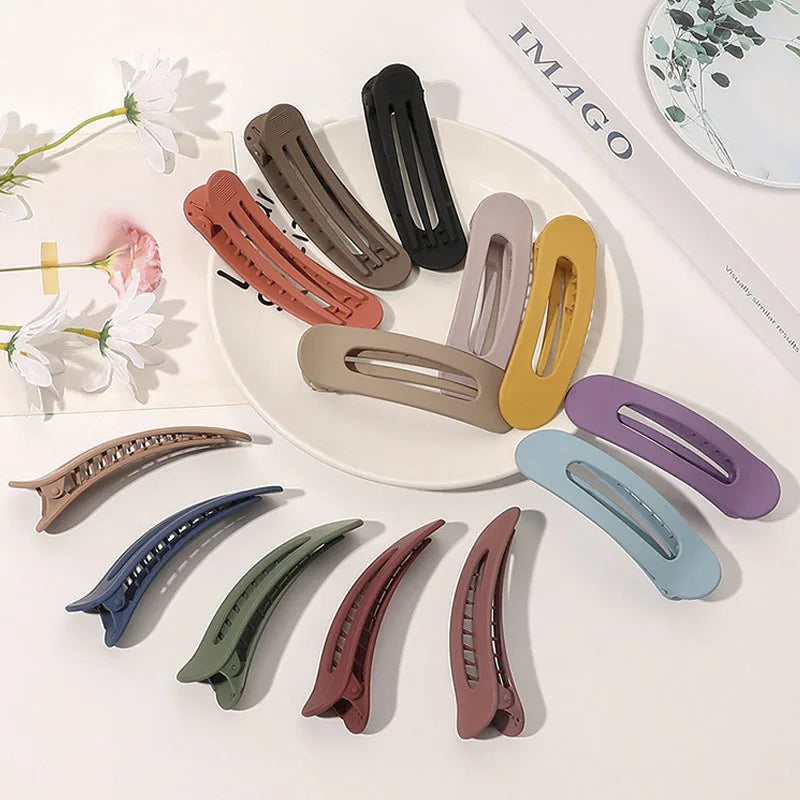 Frosted Large Hair Clips For Women Girl Hair Accessories Fashion Color Solid Acrylic Hairpins Toothed Non-slip BB Barrette