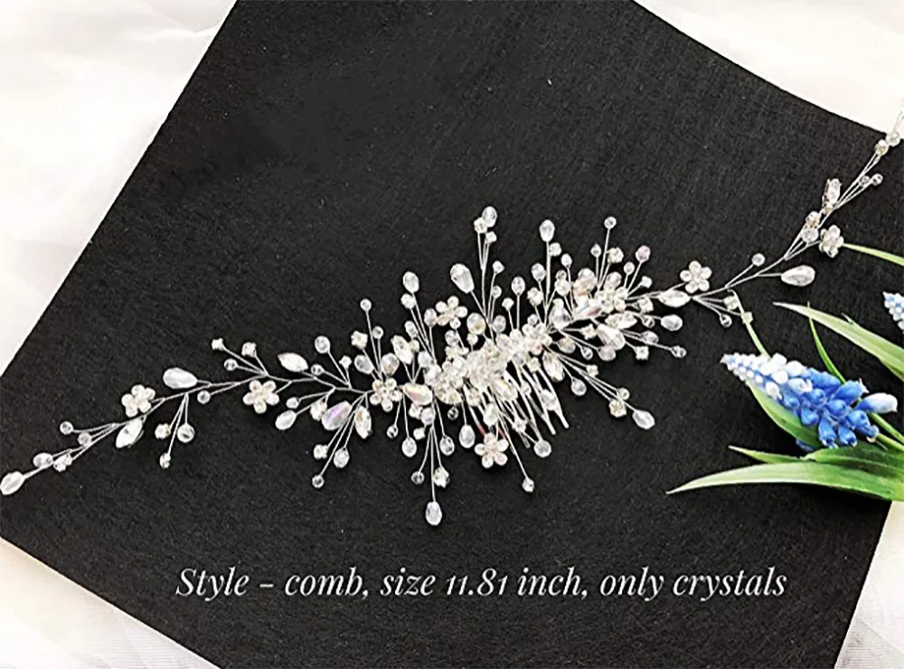 Vintage Rose Gold Silver Gold Black Hair Accessories Headwear Shiny Crystal Hair Comb Elegant