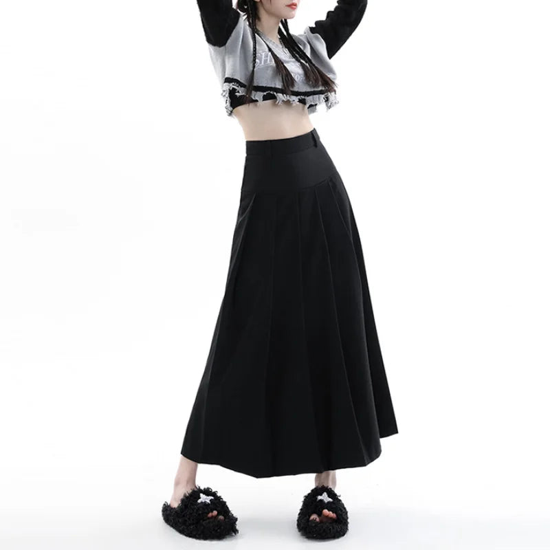 Vintage  High Waist Pleated Umbrella Skirt
