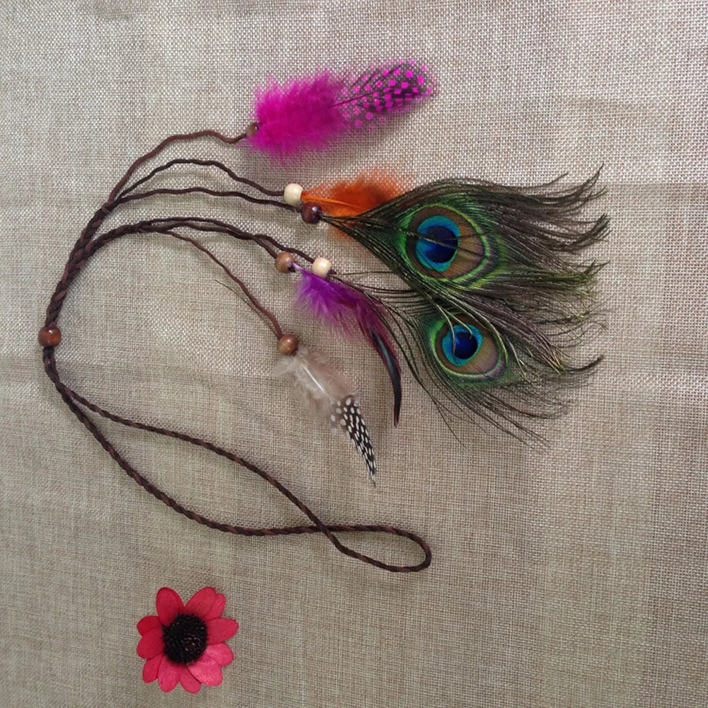 Bohemian Feather Hairband Women's Festive Masquerade Carnival Hippies  Indian Prom Gypsy Long Tassel Hair Accessories