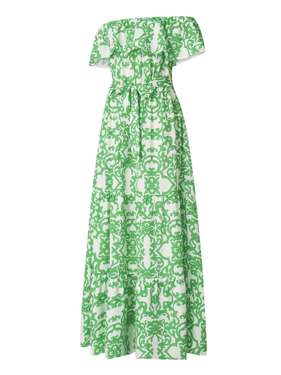 Long Off Shoulder  Floral Print Casual Party Spring Summer Dress