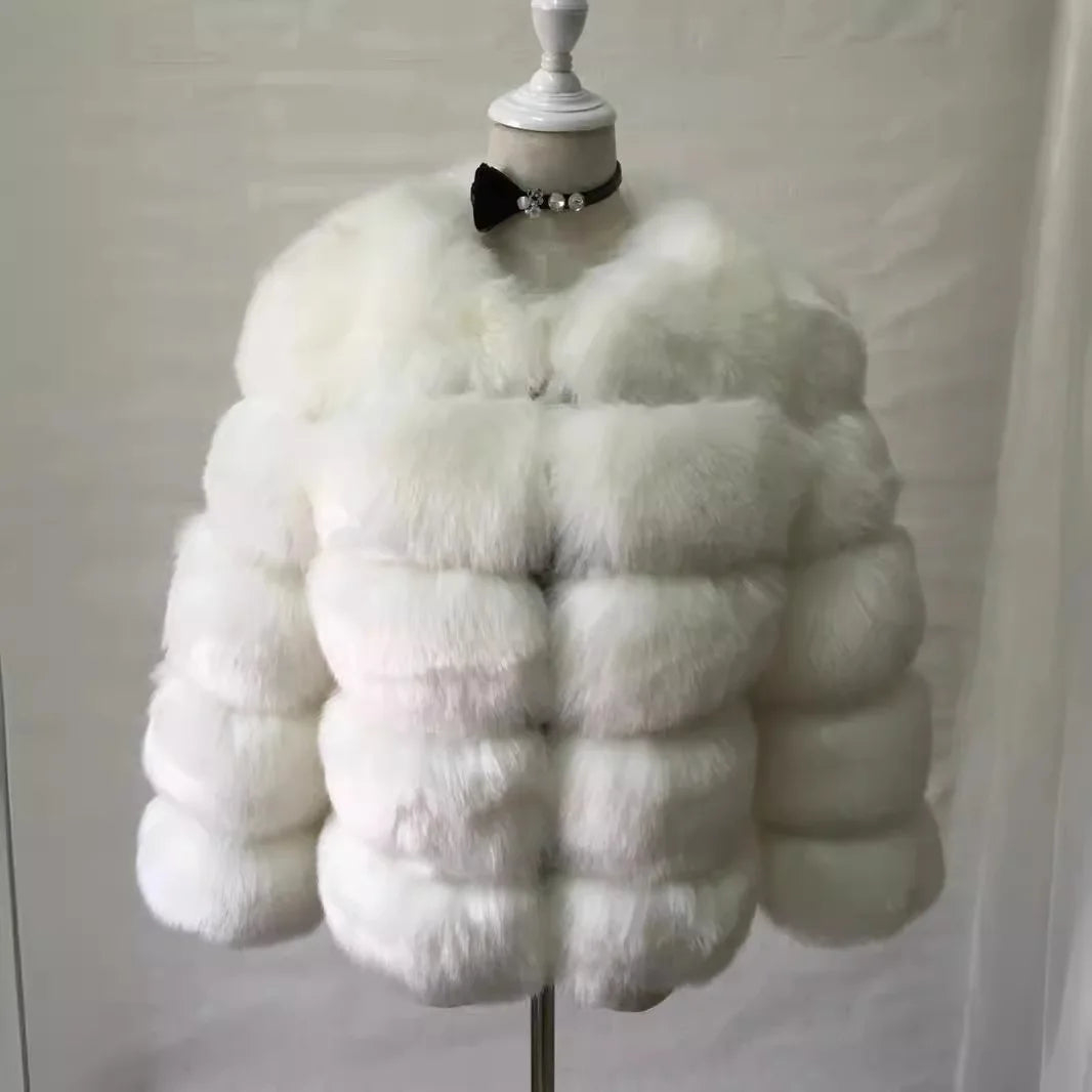 Faux Fur Coat Fashion Faux Fox Fur Fluffy Jacket High Quality