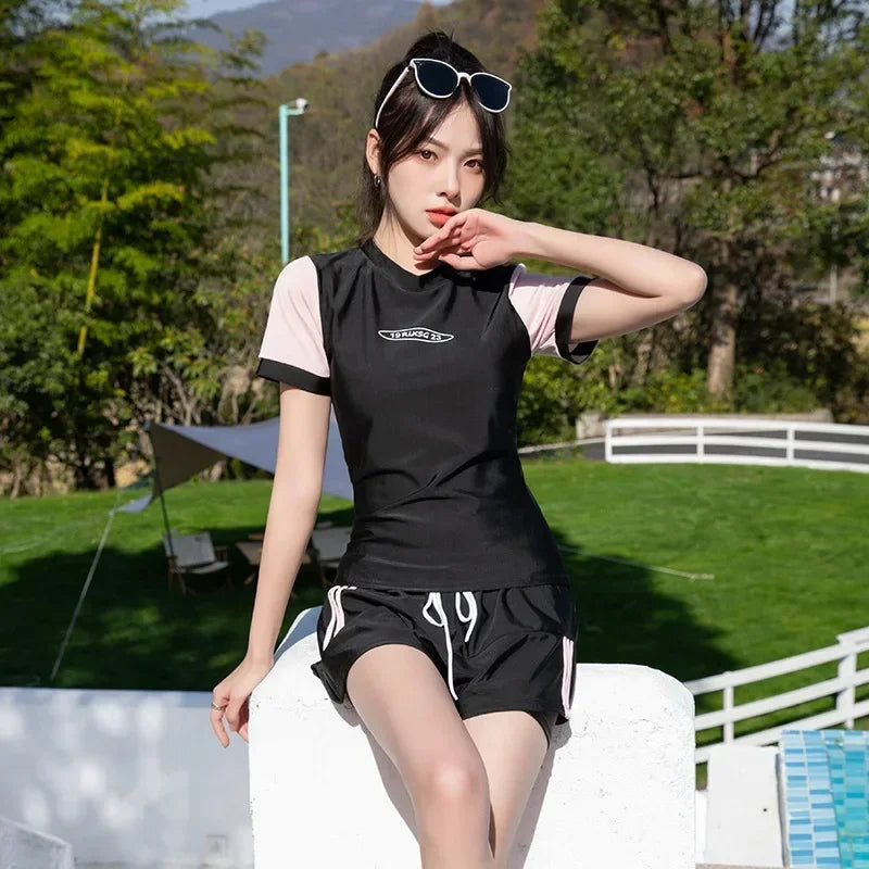 Two Piece Split Swimwear Women Sports Beachwear Bathing Summer Swimming Suit Female Slimming Surfing Suit Water Sports Swimsuit