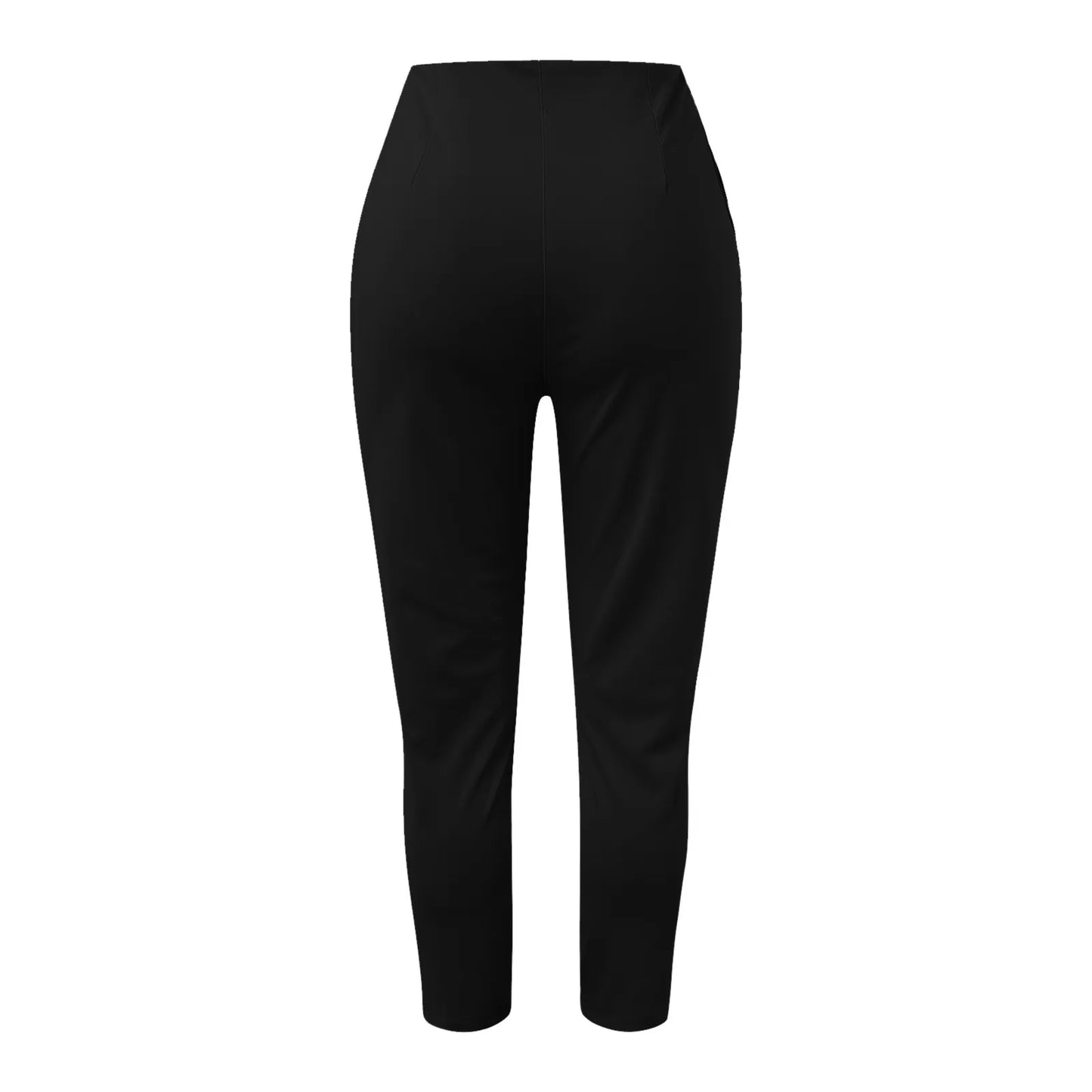 Slim Fit Women Formal Pants High Waist Cropped Trouser Workwear Solid Casual Pocket Elastic Waist Business Pant Womens