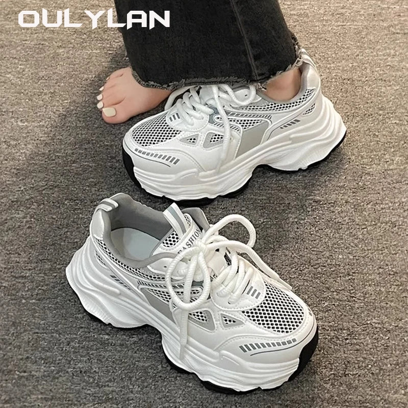Chunky Sneakers Thick Sole Shoes Female Sports Running Shoes Casual Fitness Vulcanize Shoes