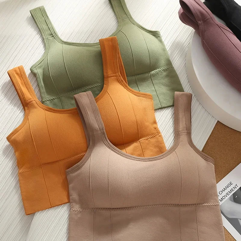 Tank Top Casual Ribbed Crop Tops  Yoga Seamless Camisole