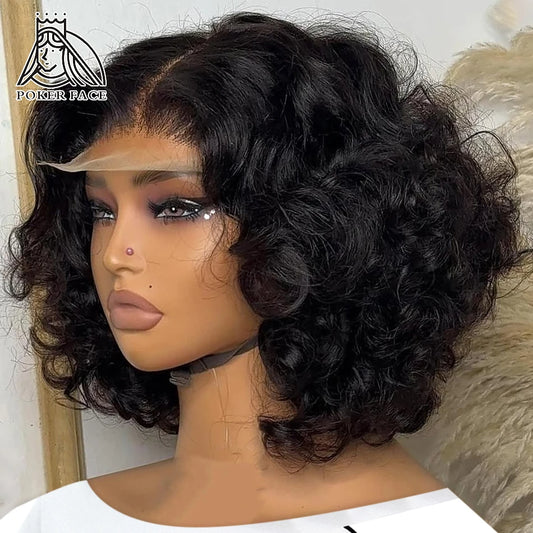 Brazilian Body Wave Short Bob 13x4 13x6 HD Transparent Lace Front Human Hair Wigs 5x5 high density