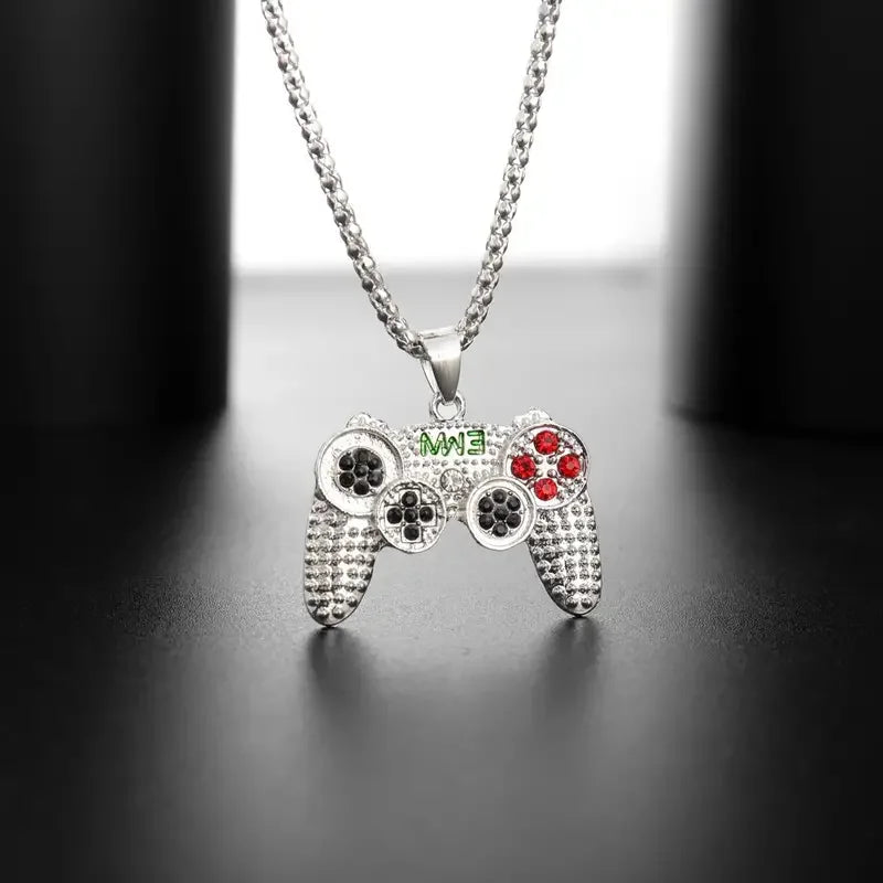 Black Gold Plated Crystal Game Controller Pendant Necklace For Men  Jewelry