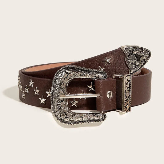 Vintage Star Rivet Belt Metal Buckle Gothic Pu