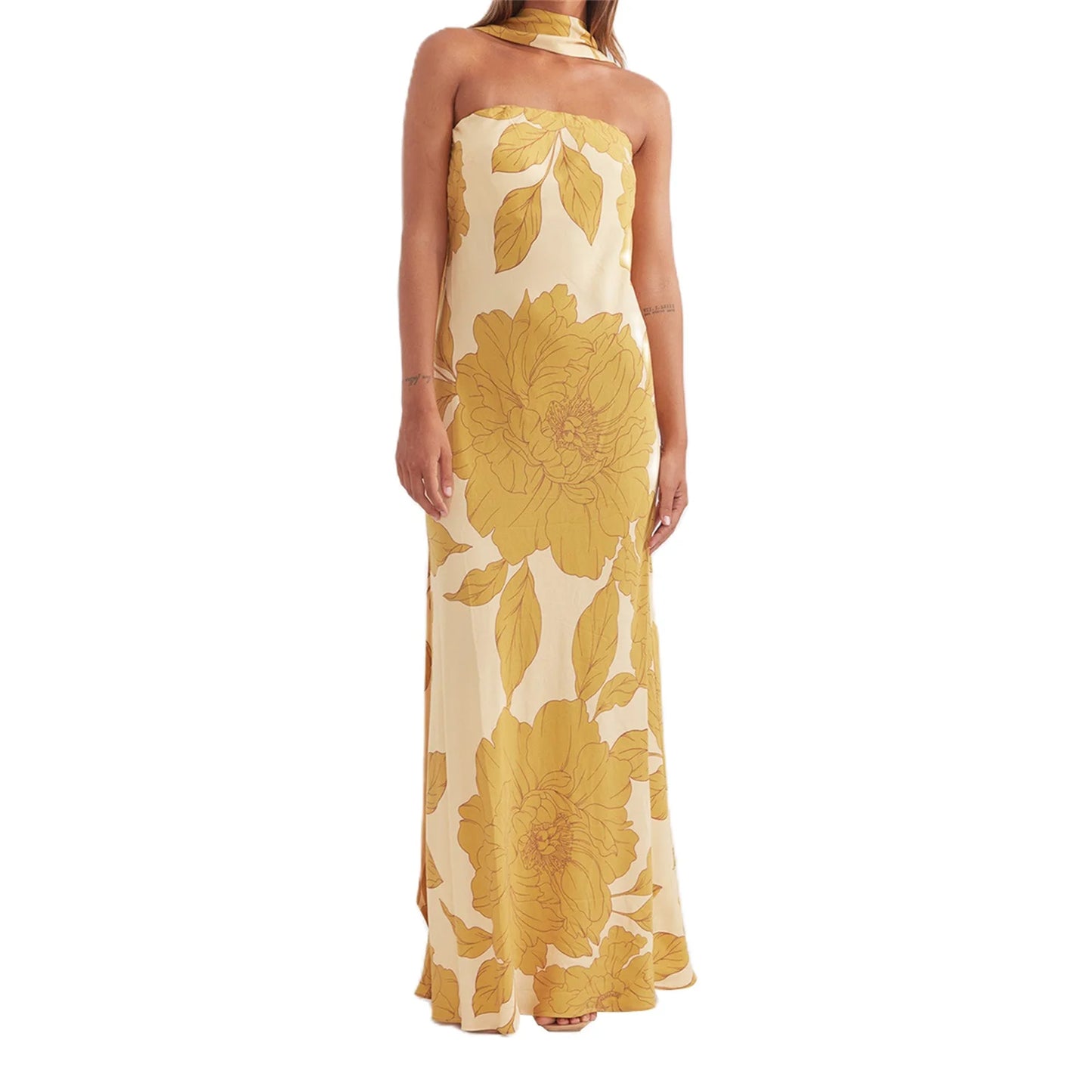 Elegant Off-Shoulder Maxi Dress with Ruffle Detail and Matching Belt for Women Perfect for Summer Parties and Events