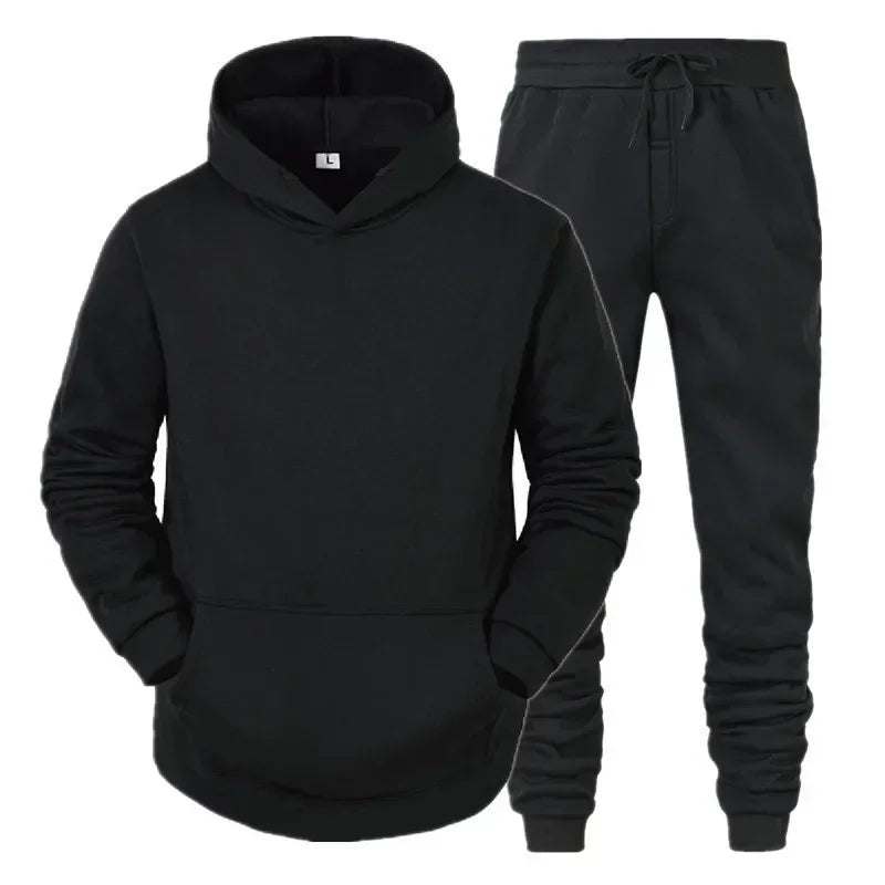 Basic Men/Women 2Pcs/Sets Sweatshirt Hoodies Pants Male Gyms Fitness Tops Joggers Sportswear Tracksuits