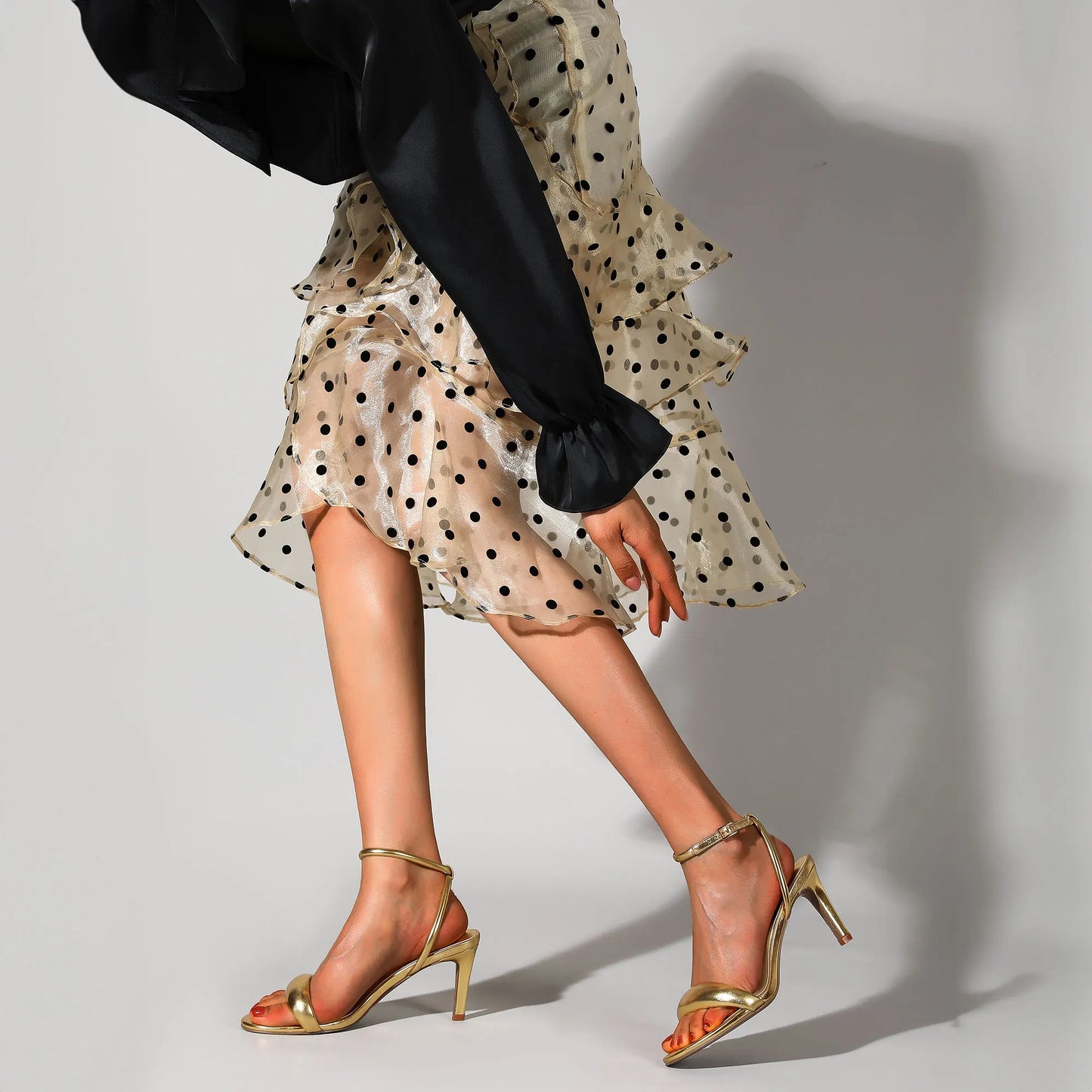 Gold or Silver Heels for Women Open Toe Strappy High Heels Sandals Fashionable Elegant Sexy Shoe