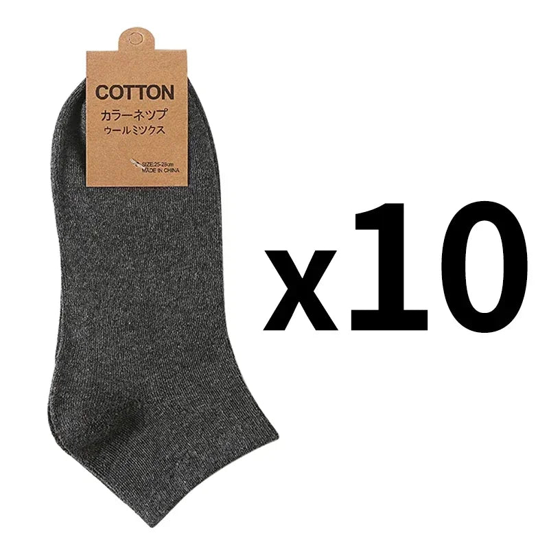 10 Pairs/Lot Men's Breathable Cotton Socks Hot Selling Low Tube Solid Color Comfortable Simple Fashion Gifts Male Ankle Sock