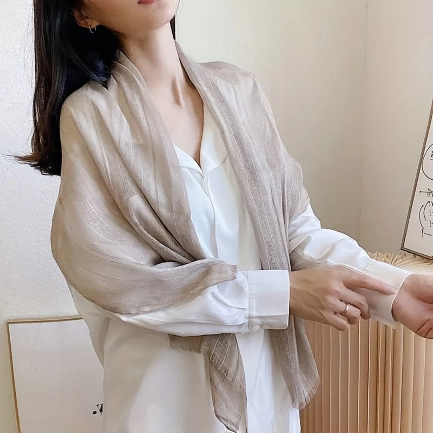 Versatile Women's Thin Breathable Gauze Scarf: Solid Color Sunscreen Shawl, Spring Summer Windproof Style