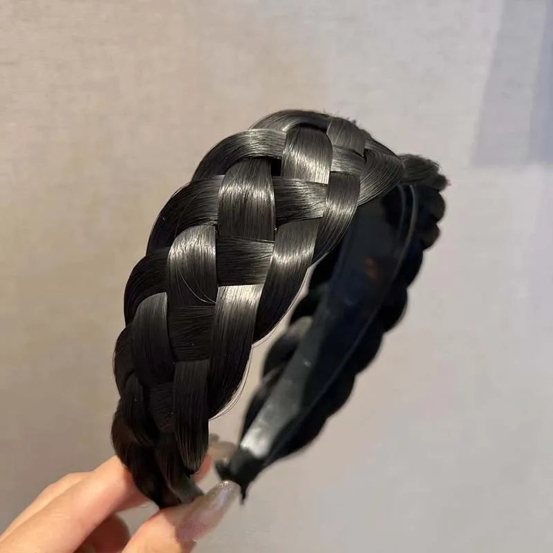 Wig braided headband five-strand braid thickened wide-brimmed hairband handmade women's hair accessories