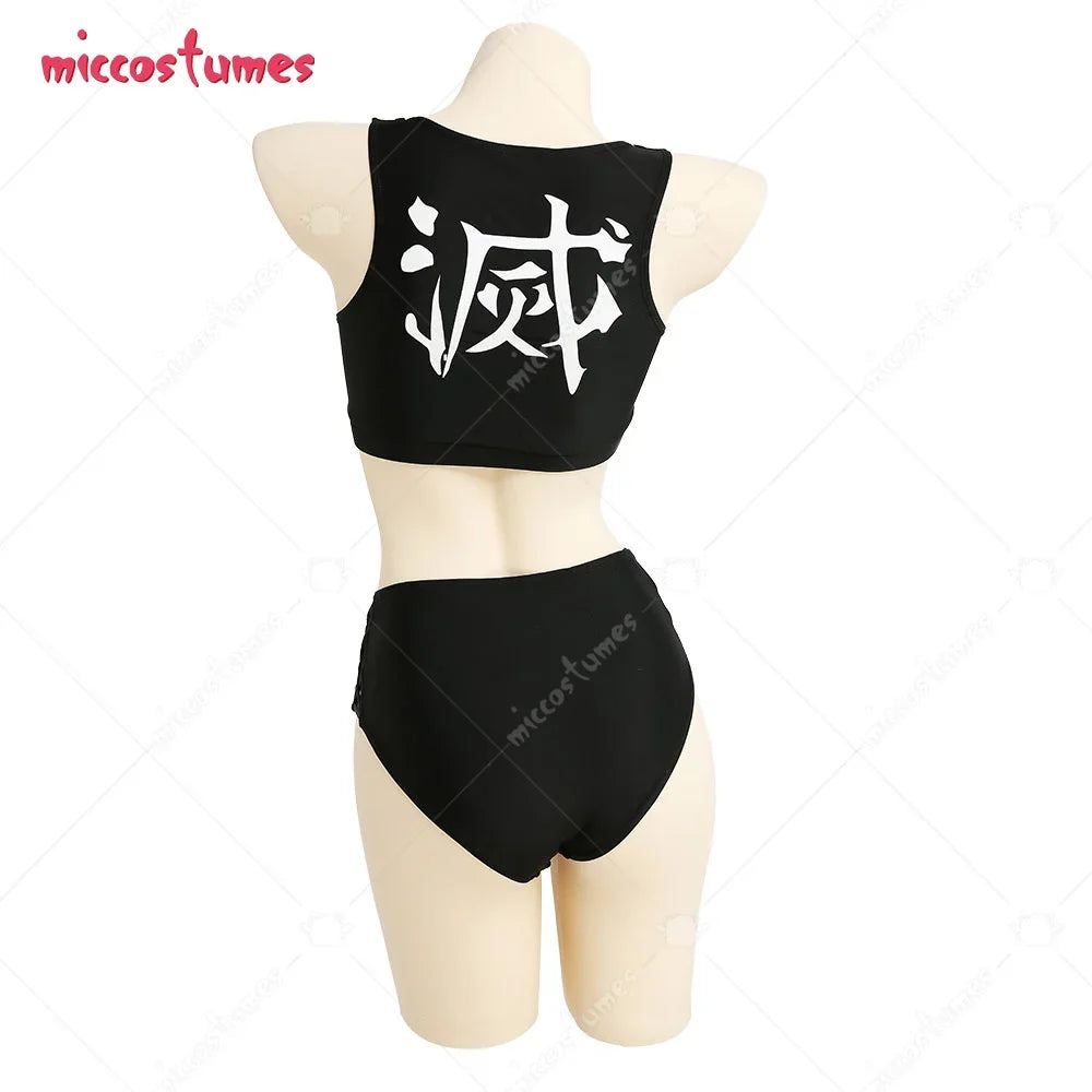 Two Piece  Swimsuit V Neck High Waist Lace Up Bathing Suit Swimwear Kimono Cover Up