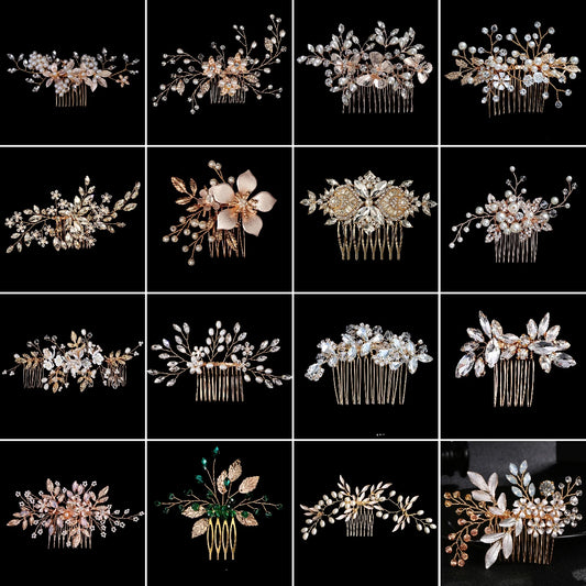 Golden Luxury Pearl Hair Comb Classic Jewelry Crystal Side Bangs Hair Clip For Women Elegant Headpieces