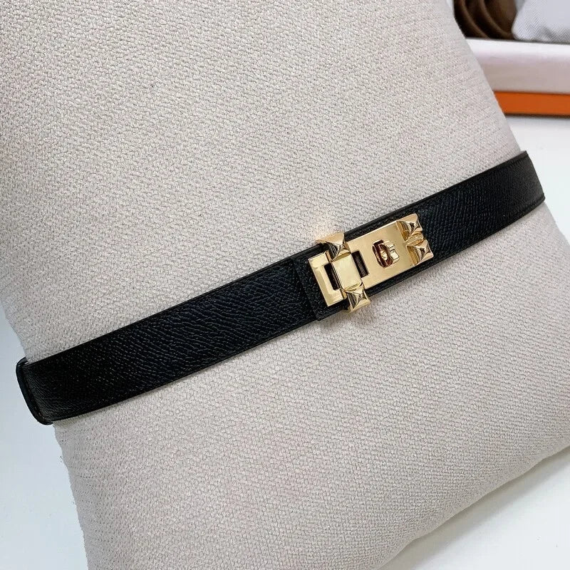 Leather adjustable belt Cross cowhide waist 2.5CM latched telescopic belt