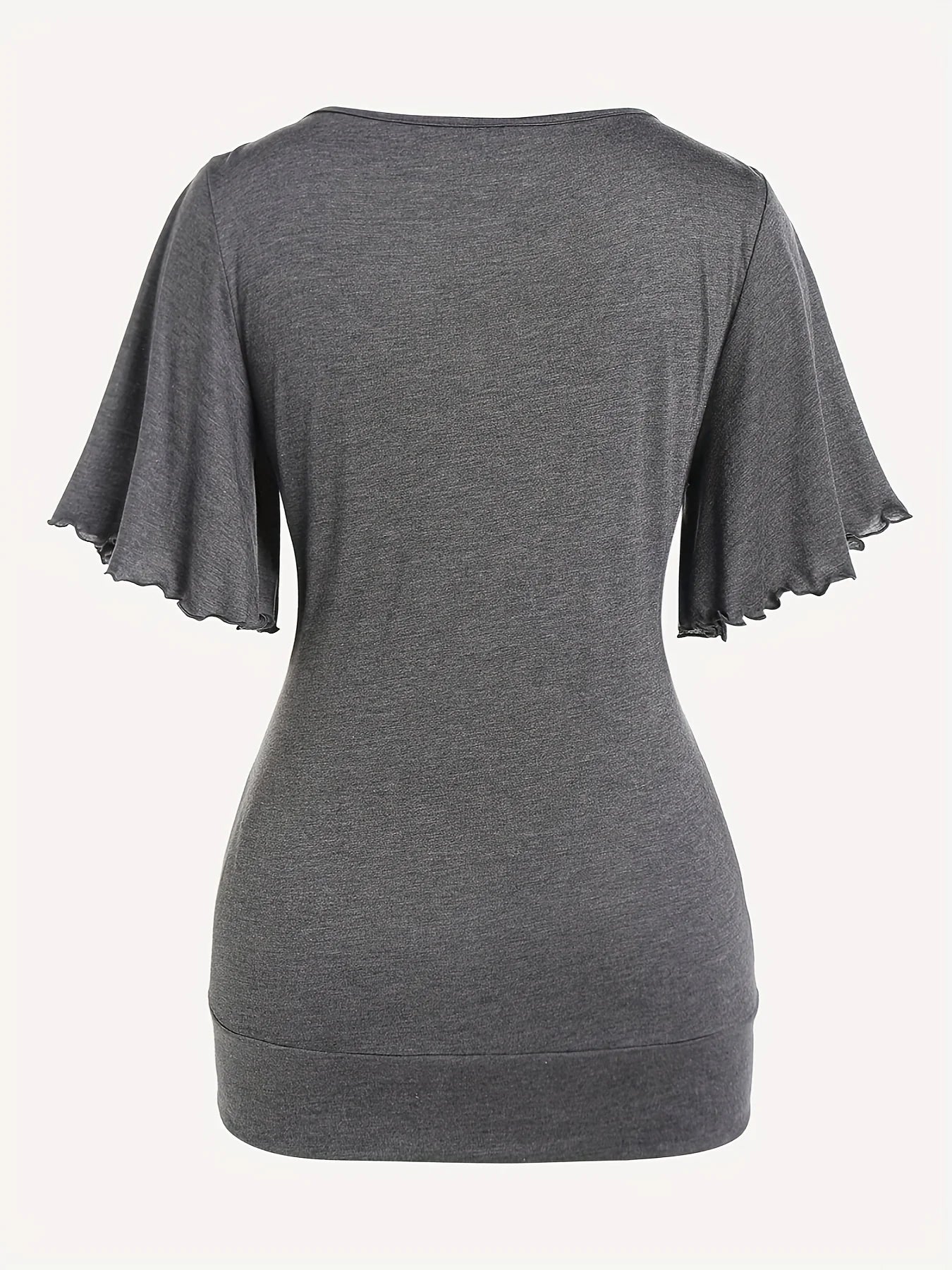 European and American hit fashion women's pleated chain embellished V-neck plus-size T-shirt top
